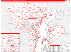 Baltimore-Columbia-Towson Metro Area Wall Map Red Line Style 2024